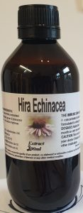 An amber bottle contains 200ml of Echinacea root extract
