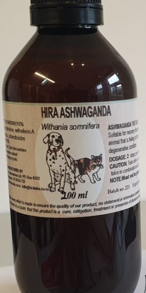An amber bottle contains 200ml of Ashwagandha root extract