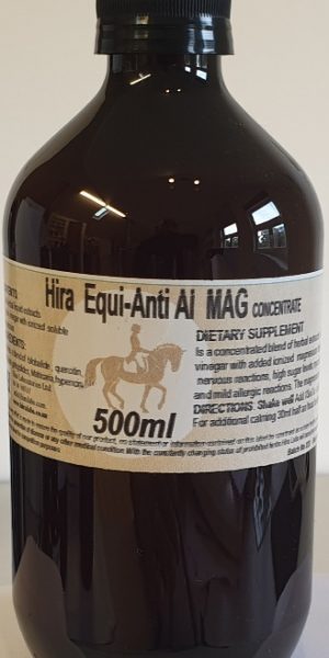 An amber bottle contains 500ml of formulated herbal tonic with magnesium