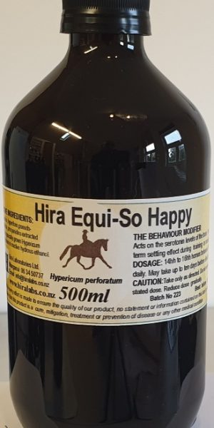 An amber bottle contains 500ml of St. John's Wort Flowers