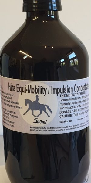 An amber bottle contains 500ml of formulated herbal liquid concentrate for mobility